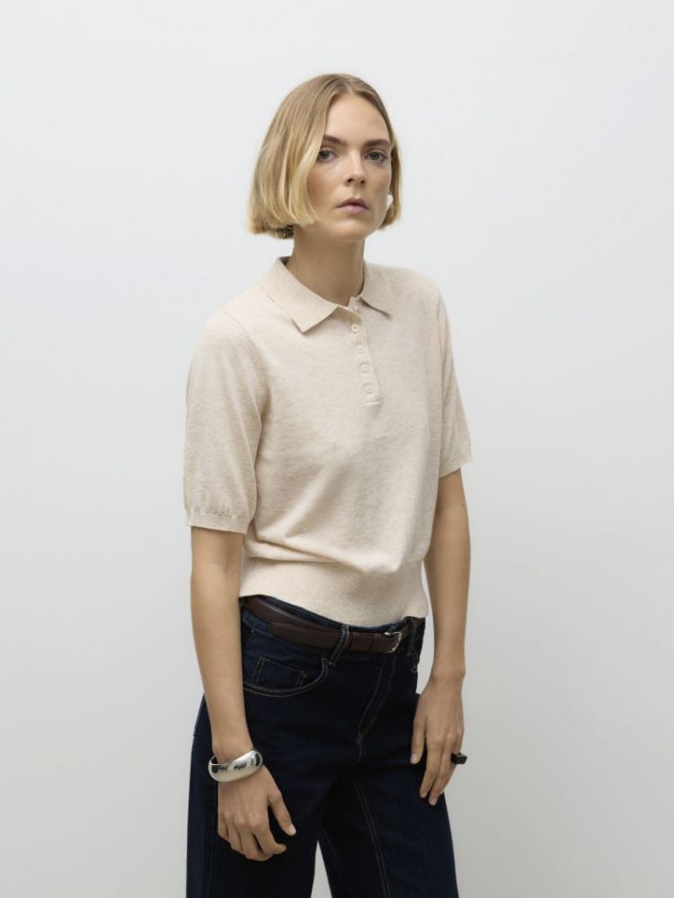 AWSIKITA SS O-NECK POLO KNIT 299017 Natural