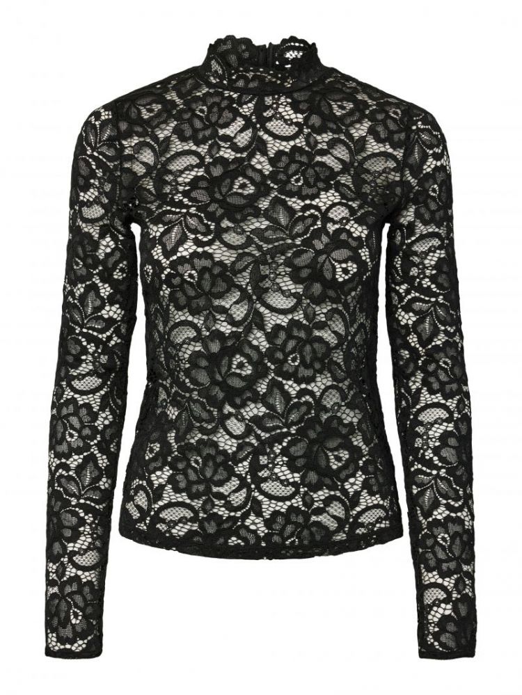 YASLACEY LS LACE TOP S. NOOS 190939 Black