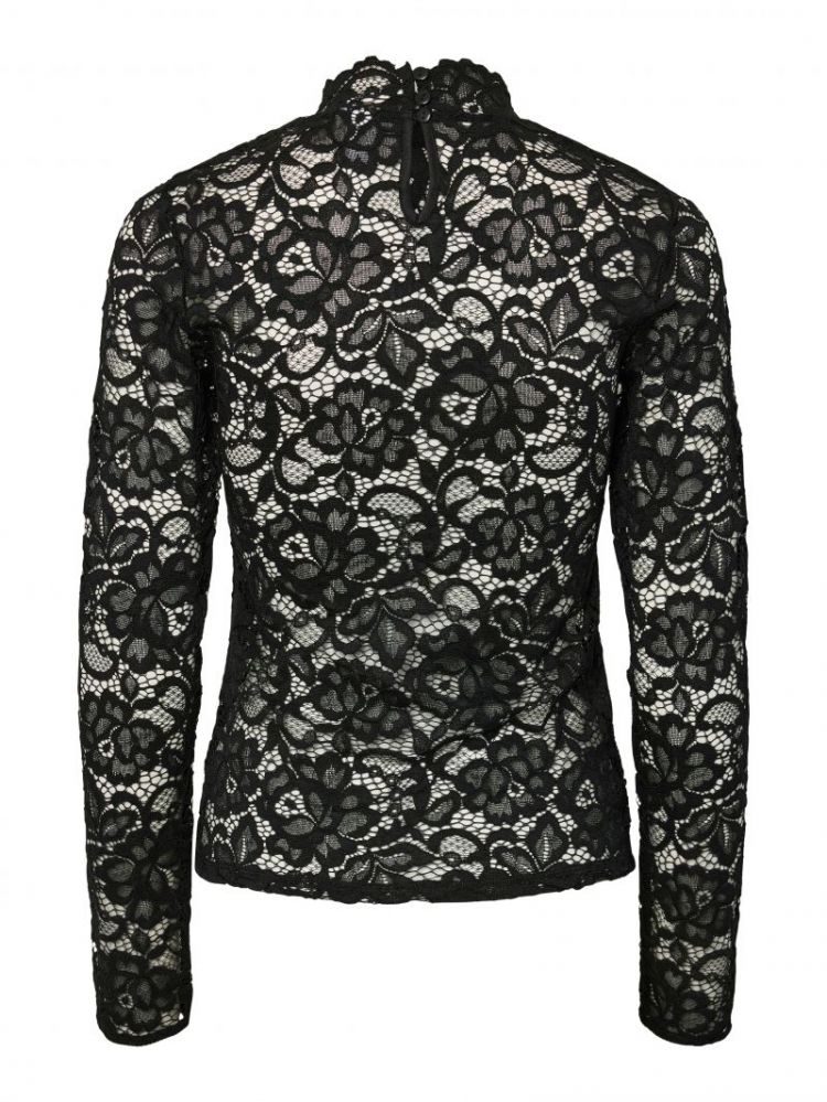 YASLACEY LS LACE TOP S. NOOS 190939 Black