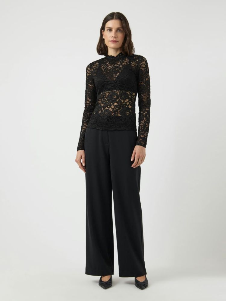 YASLACEY LS LACE TOP S. NOOS 190939 Black