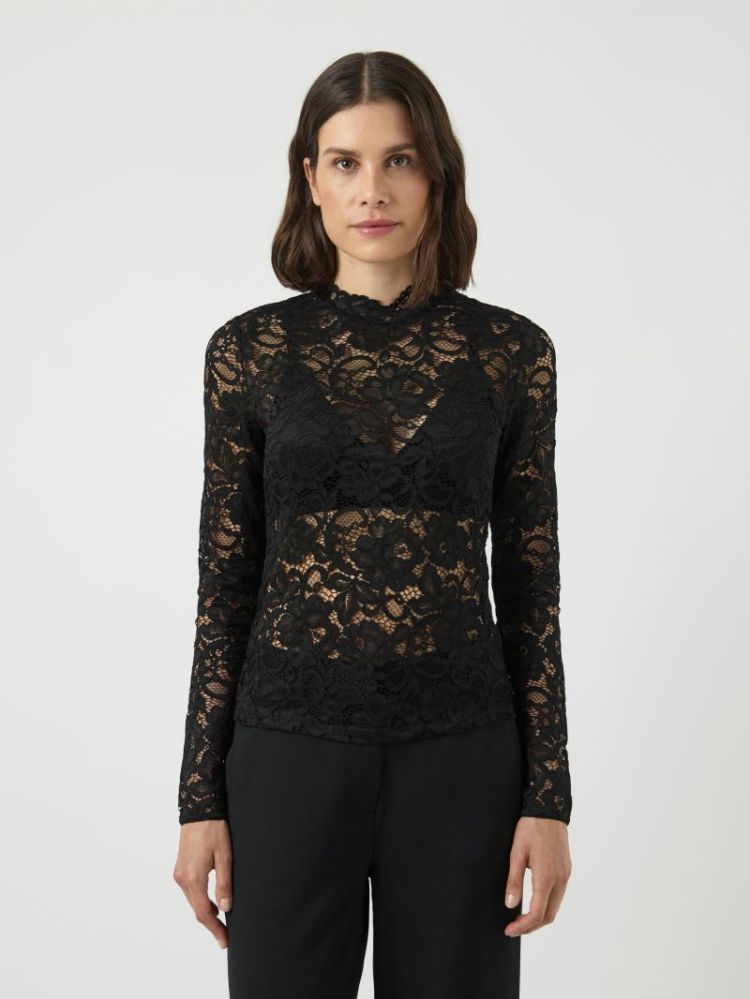 YASLACEY LS LACE TOP S. NOOS 190939 Black