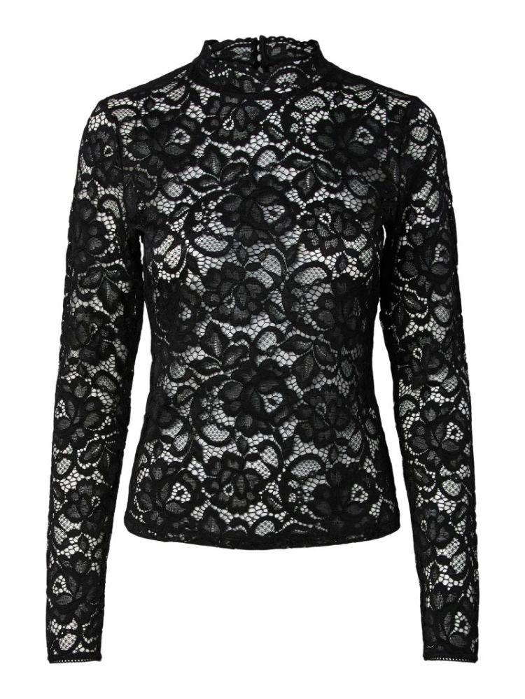 YASLACEY LS LACE TOP S. NOOS 190939 Black