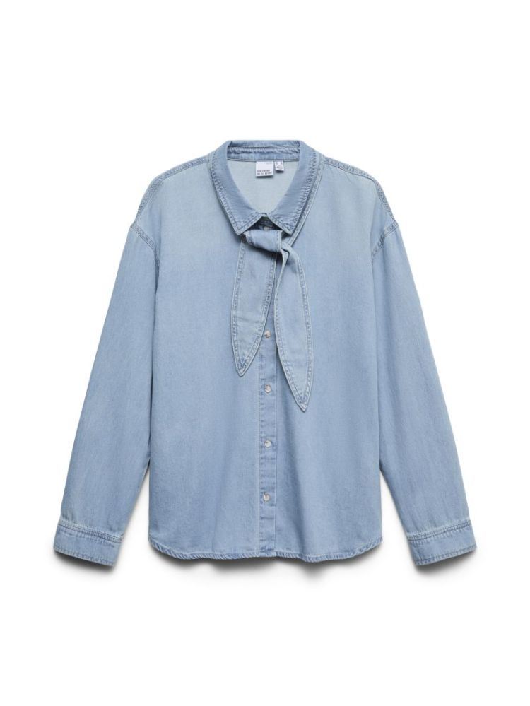 VMVIONETTE LS DENIM BOW SHIRT  178001 Medium B