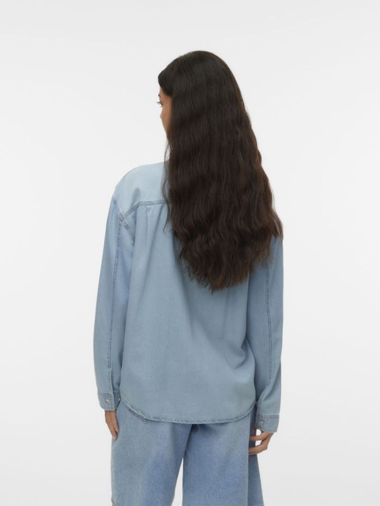 VMVIONETTE LS DENIM BOW SHIRT  178001 Medium B