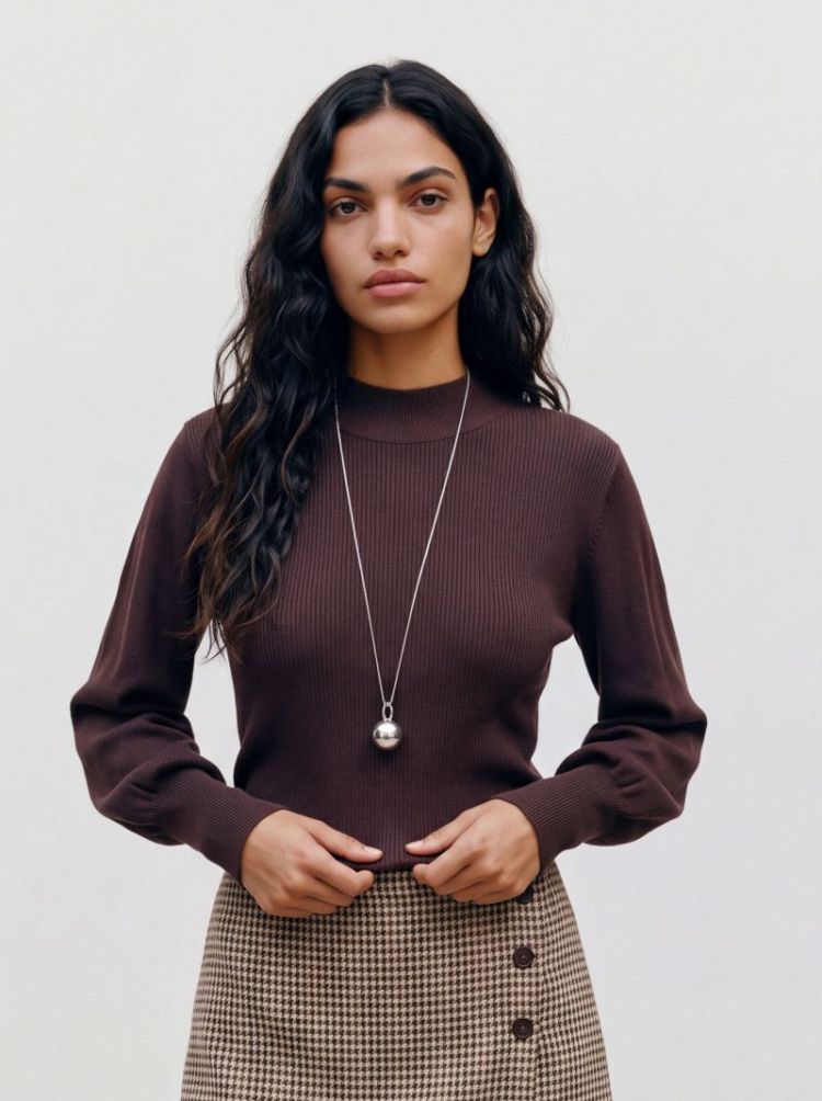 VMHOLLYKARIS LS FUNNELNECK PUL 297957 Chocolat