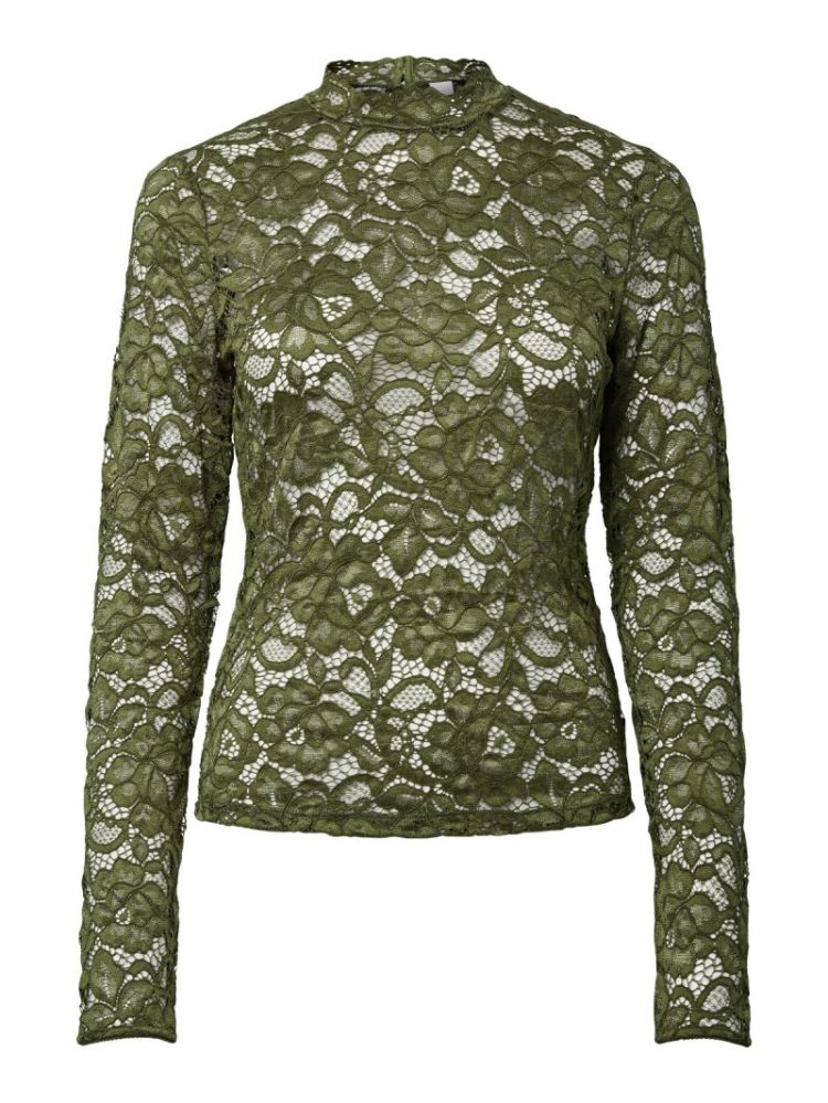 YASLACEY LS LACE TOP S. NOOS 295917 Sphagnum