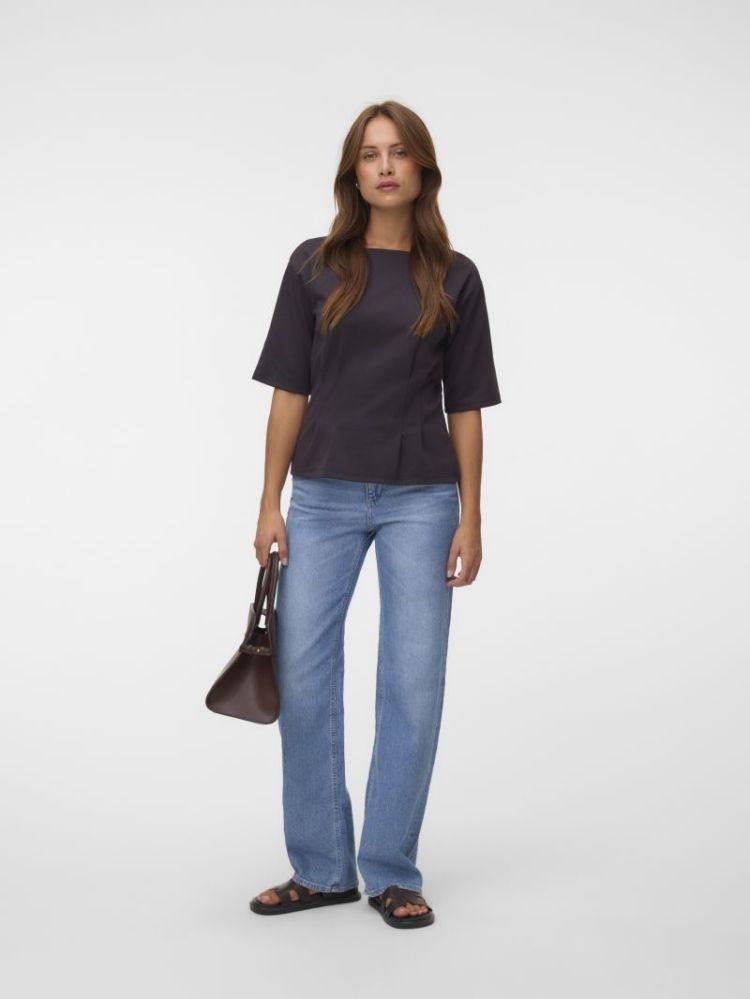 VMBJORK SS BOATNECK TOP JRS 297957 Chocolat