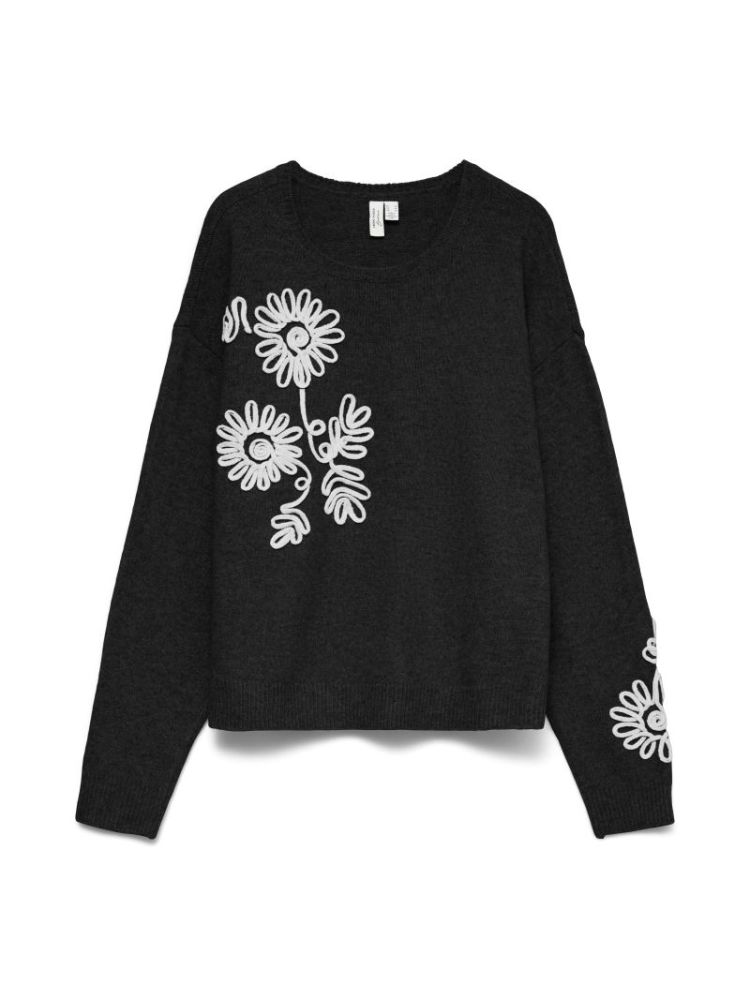 VMLIA LS O-NECK FLOWER EMB PUL 177868004 Black