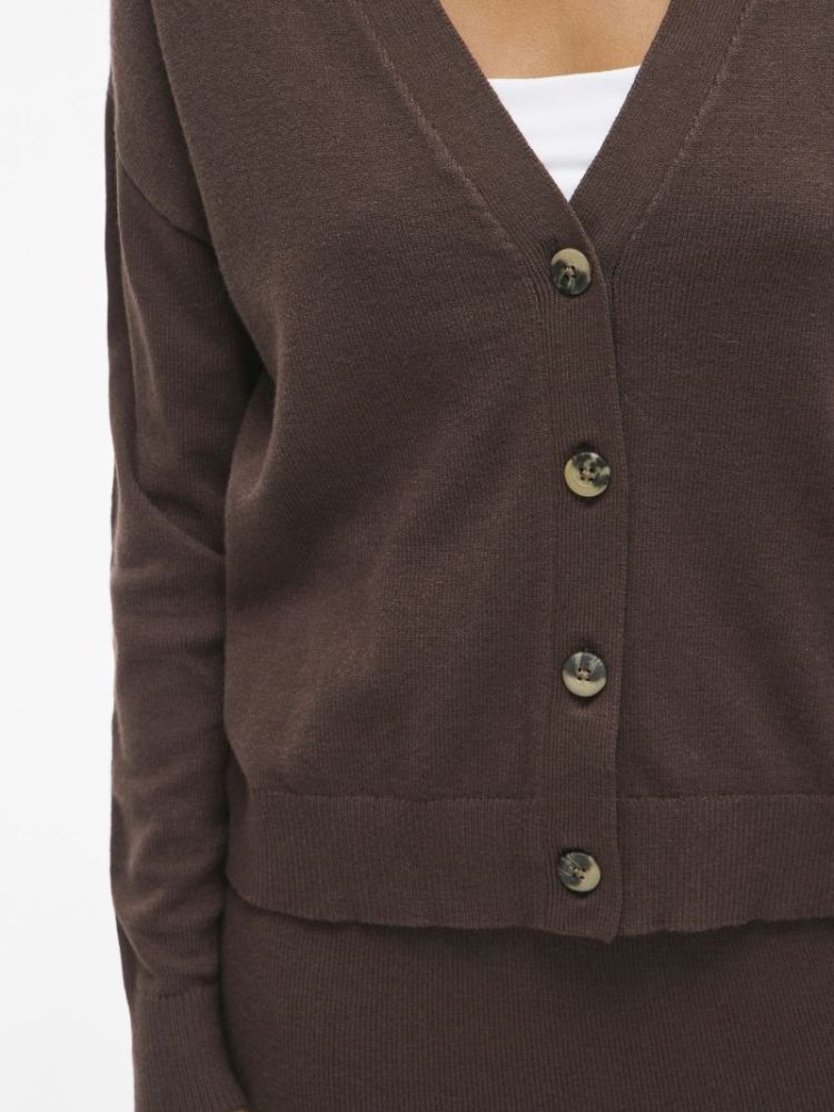 VIRIL V-NECK KNIT CARDIGAN - N 196326 Coffee B