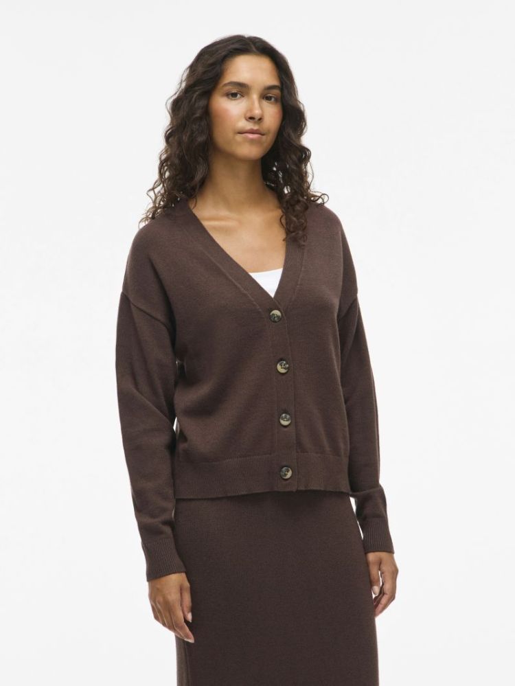 VIRIL V-NECK KNIT CARDIGAN - N 196326 Coffee B