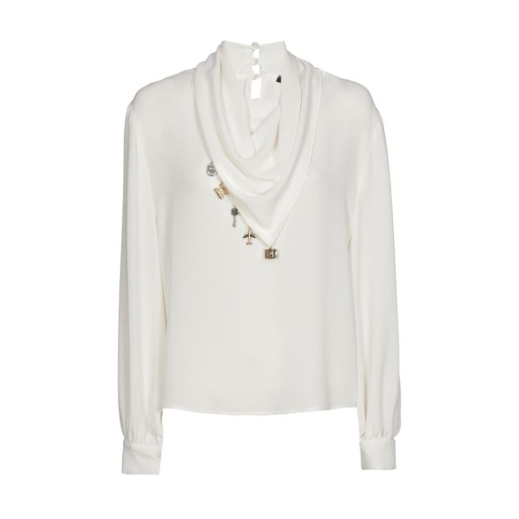 Soepele blouse met kraageffect 93 Cream