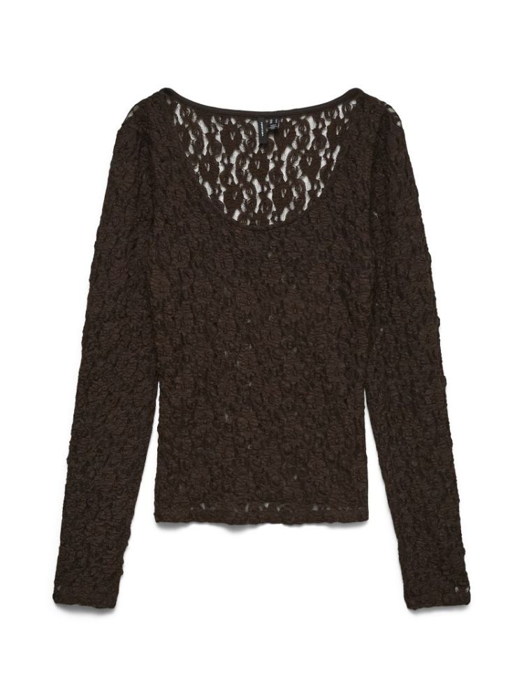 VMFLORA LS 2-WAY LACE TOP JRS  297957 Chocolat