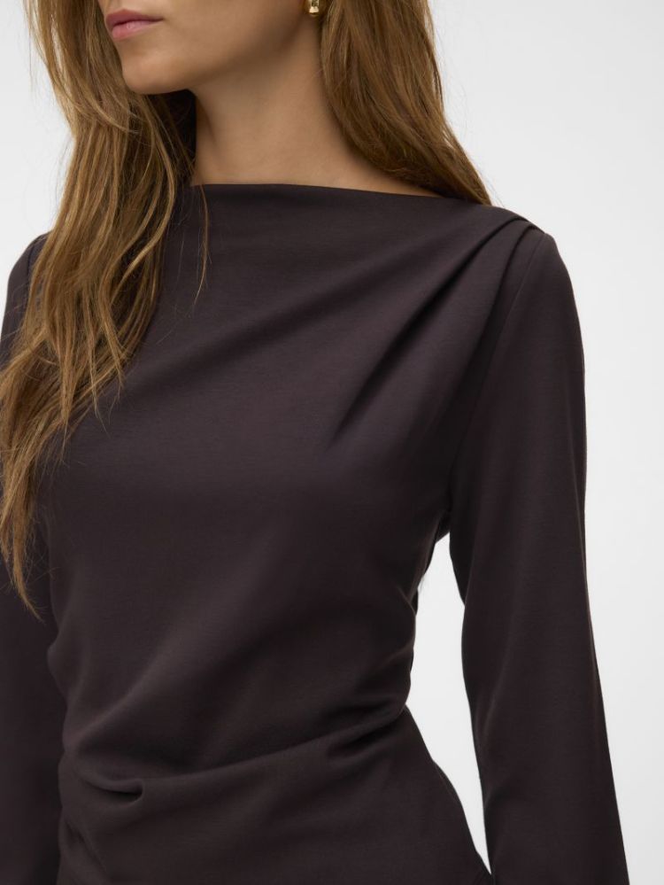 VMMILLE LS BOATNECK SHORT TOP  297957 Chocolat