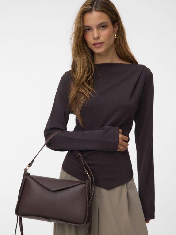 VMMILLE LS BOATNECK SHORT TOP 297957 Chocolat